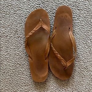 Rainbow leather braided sandals